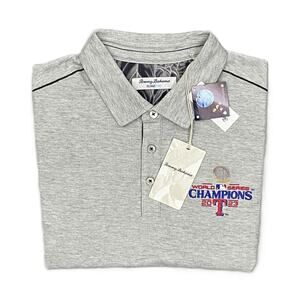 Tommy Bahama Men's XL Texas Rangers 2023 World Series Polo Pima Cotton Grey NEW